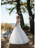 Beaded 3D Flowers Tulle Keyhole Back Fairytale Flower Girl Dress